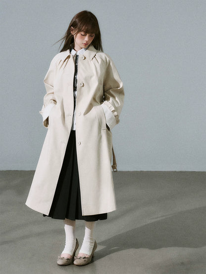 LOST FOREST - Light Milk Tea Lyocell Trench Coat