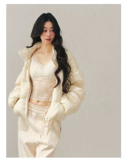 "Translucent Skin" Cream Apricot Lace Camisole Top 455335