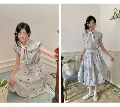 “Seaside Plaid Isle” Ocean Plaid Bubble Hem Dress