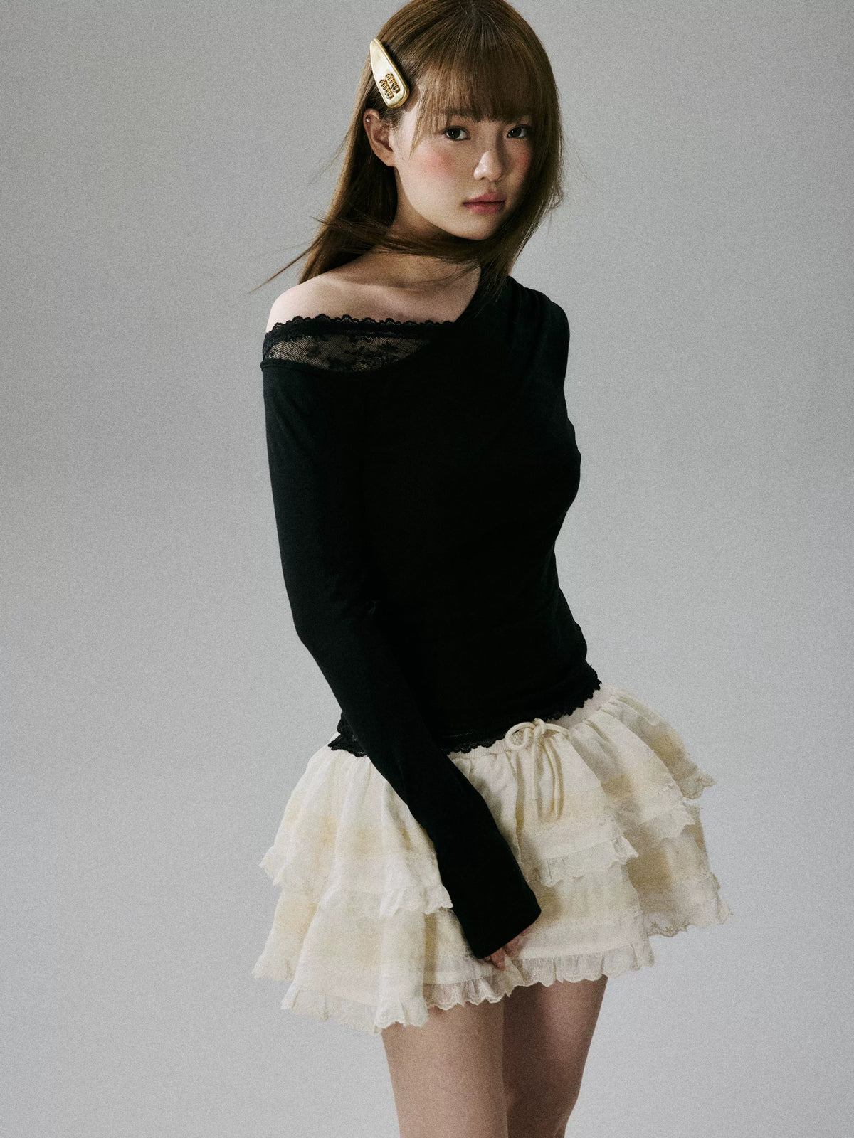 LOST FOREST - Black Wool Lyocell Layered Slim-Fit T-Shirt