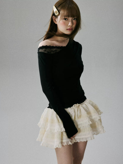 LOST FOREST - Black Wool Lyocell Layered Slim-Fit T-Shirt