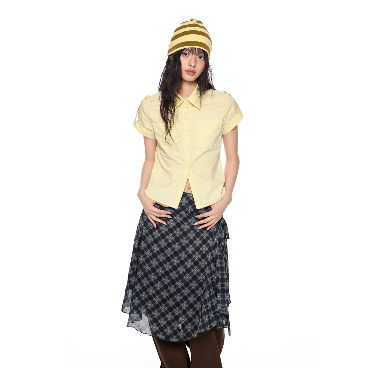 EZEK | Gingham Check Short Sleeve Shirt with Adjustable Sleeves