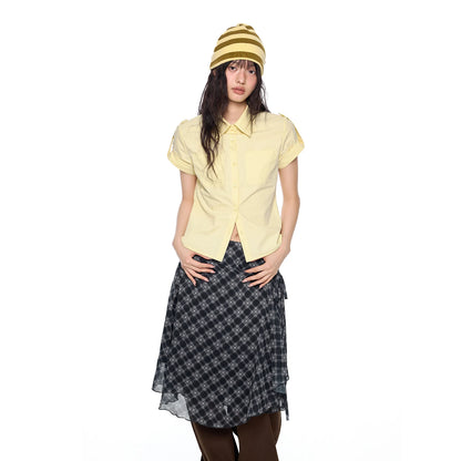 EZEK | Gingham Check Short Sleeve Shirt with Adjustable Sleeves