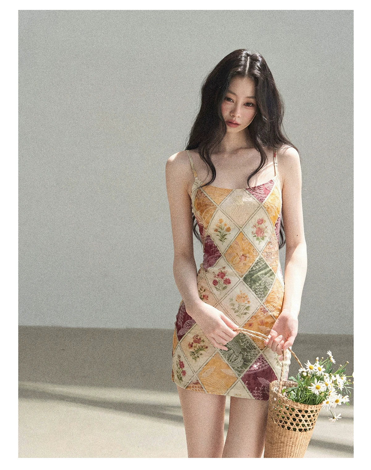 "In Her Lingering Gaze" Van Dyke Brown Floral Cami Bodycon Mini Dress
