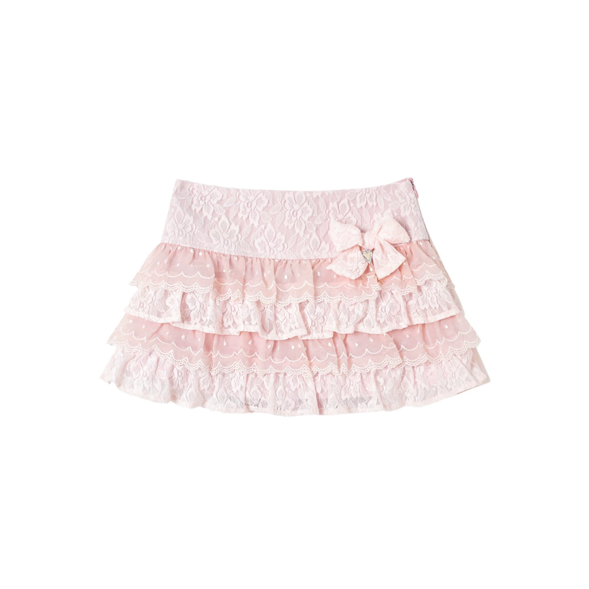 KYOUKO - My Melody Pink High-Neck Cable-Knit Sweater and Lace Tiered Skirt Set