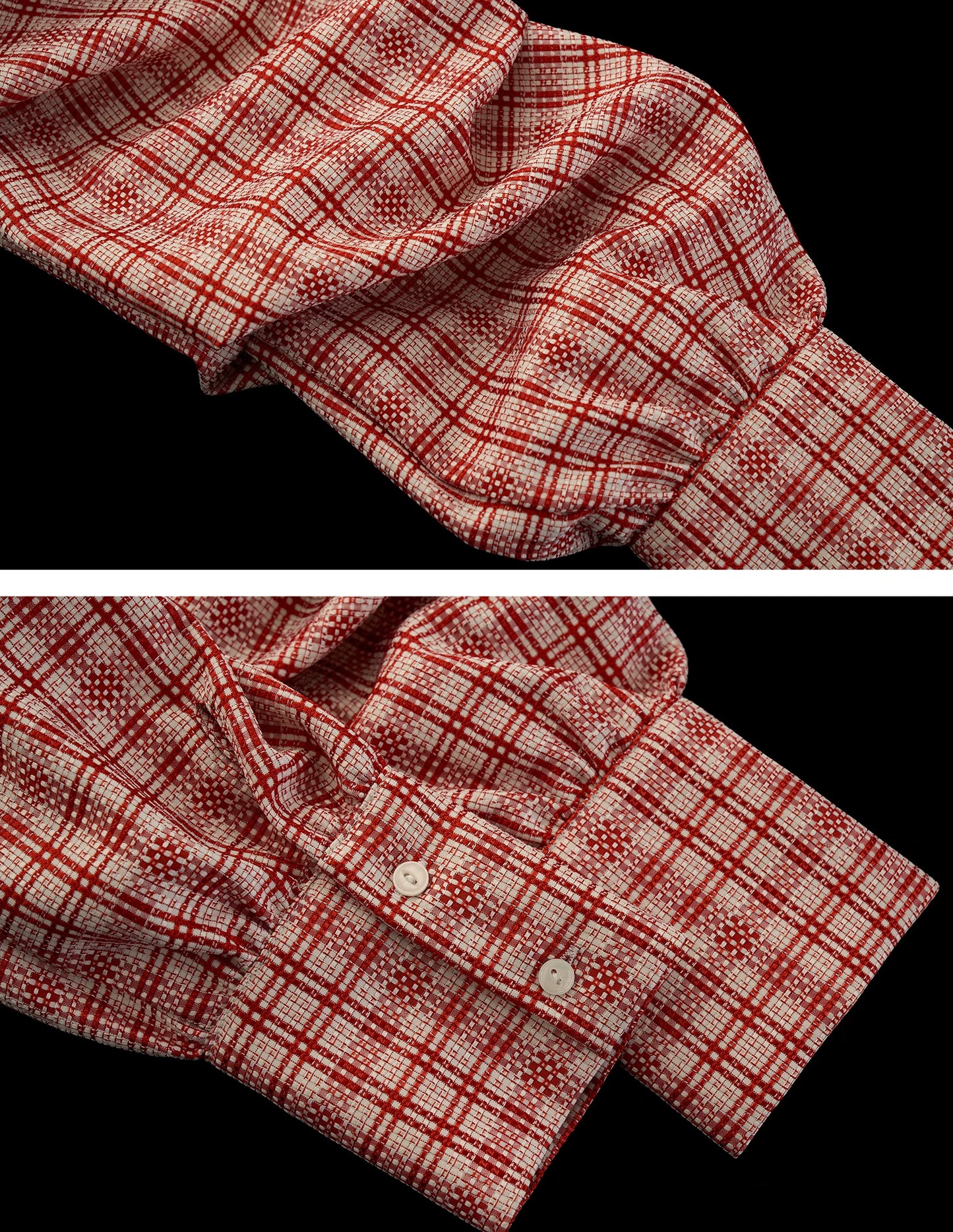 "Retro Rouge Mood" Plaid Tie Front Off-Shoulder Top WE950