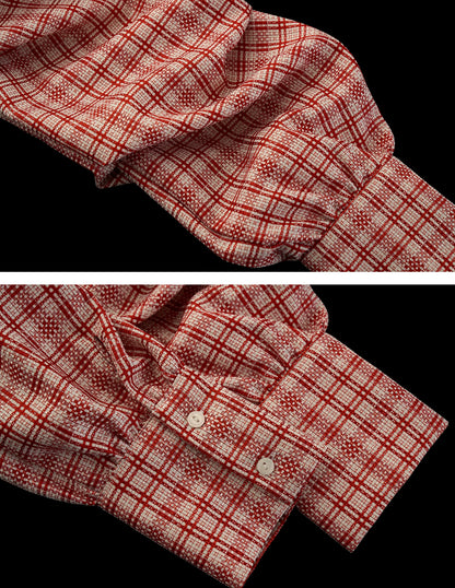 "Retro Rouge Mood" Plaid Tie Front Off-Shoulder Top WE950