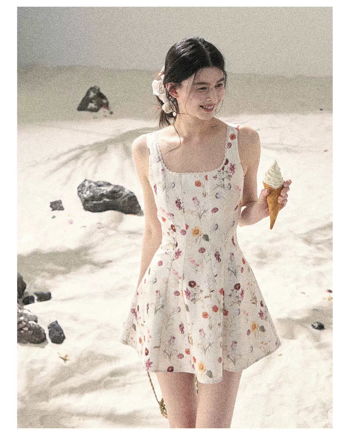 "Chamomile Summer" Dutch Cheese Floral Lace Pinafore Mini Dress 46345
