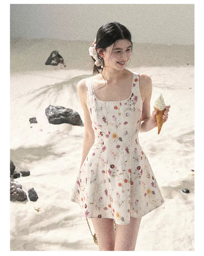 "Chamomile Summer" Dutch Cheese Floral Lace Pinafore Mini Dress 46345