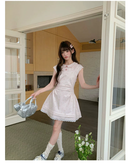 “White Tea Daydream” Pink Peter Pan Mini Dress