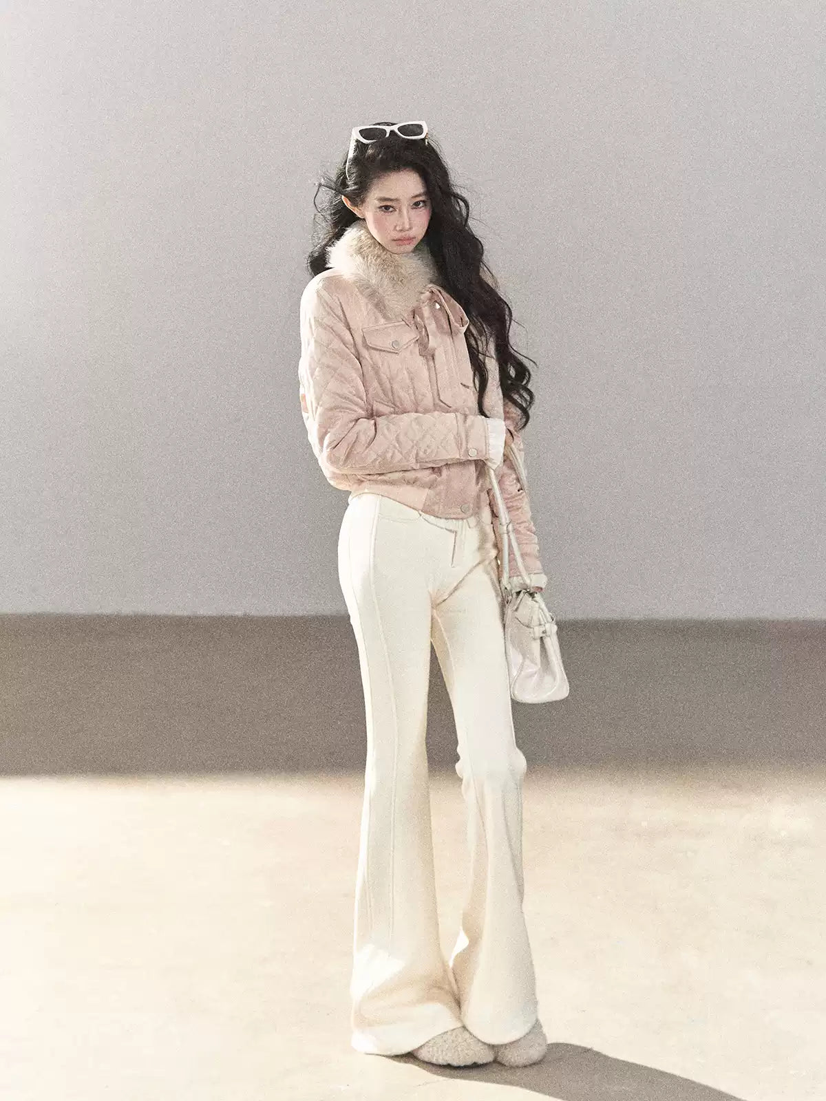 AOMALM - Cinnamon Pink 90% White Duck Down Cropped Puffer Jacket