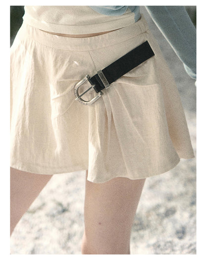 “Corridor Chimes” Dutch Cream A-Line Puff Mini Skirt