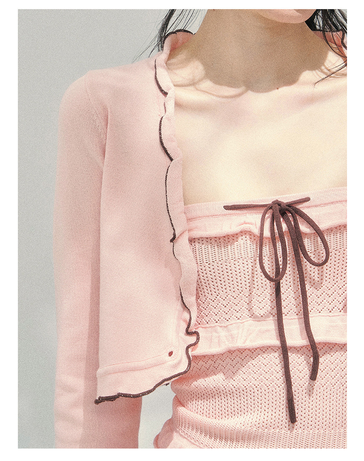 “Passing Through Her Dream” Knit Cardigan & Tube Top Set