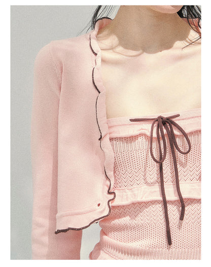 “Passing Through Her Dream” Knit Cardigan & Tube Top Set