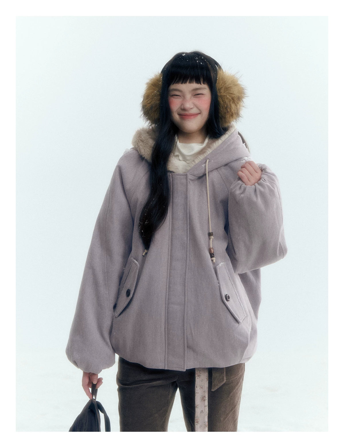 Horridale - Reversible Vintage Puff Jacket with Faux Fur – Misty Purple