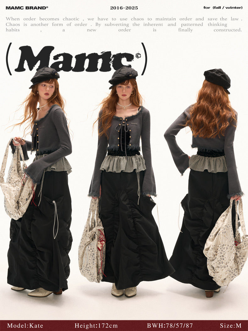 MAMC - Cropped Fuzzy-Trim Knit Cardigan