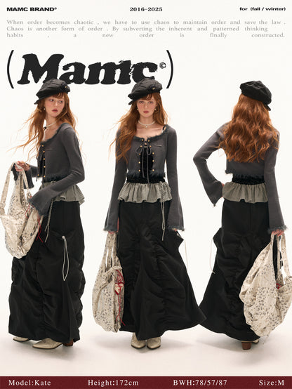 MAMC - Cropped Fuzzy-Trim Knit Cardigan