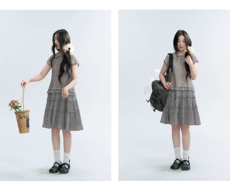 "Weekend Diary" Ruffle Tiered Polo Midi Dress