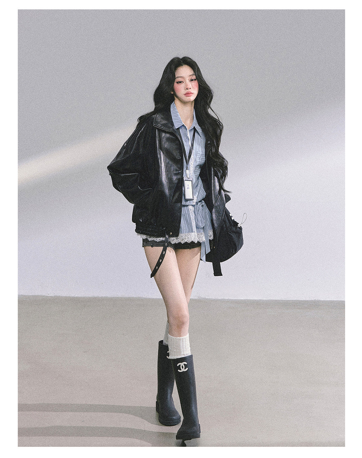 AOMALM - Cool Girl American Biker PU Leather Jacket
