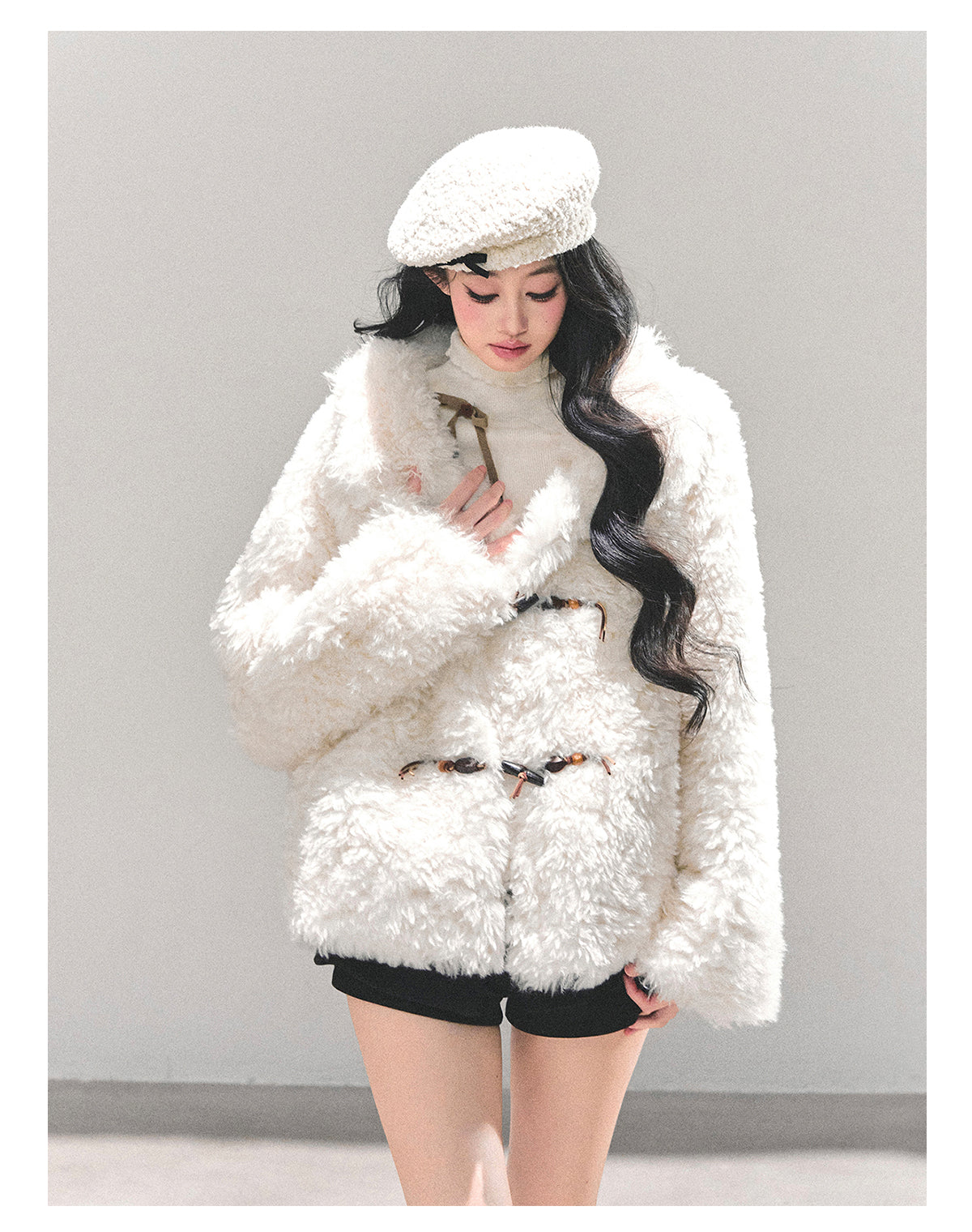 少也眼 “Soft Snow” Shearling Wool-Blend Jacket 3484356132
