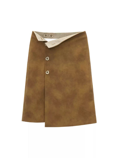 MAMC - Brown Y2K Vintage Faux-Leather Midi Skirt