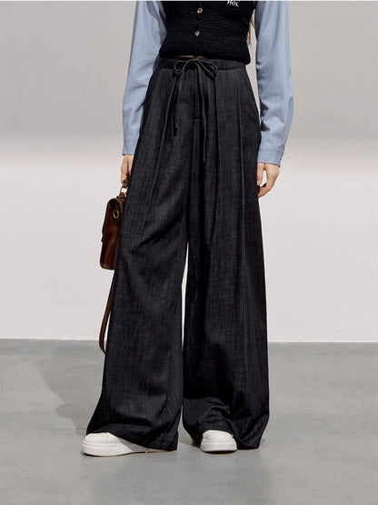 BOHOL BLING - Minimalist Black Wide-Leg Trousers