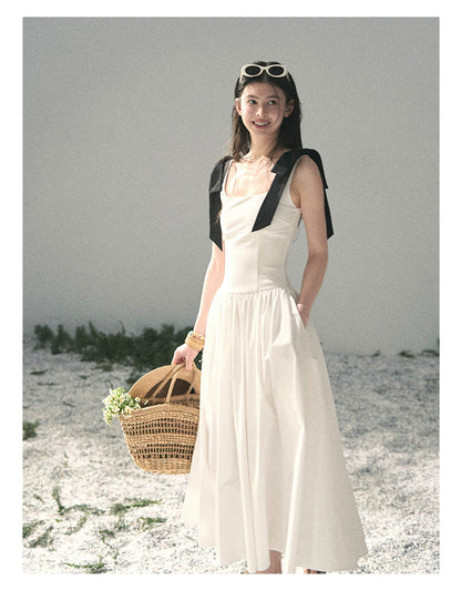 "Whispered Spring Midnight" Gardenia White Maxi Sundress 84545