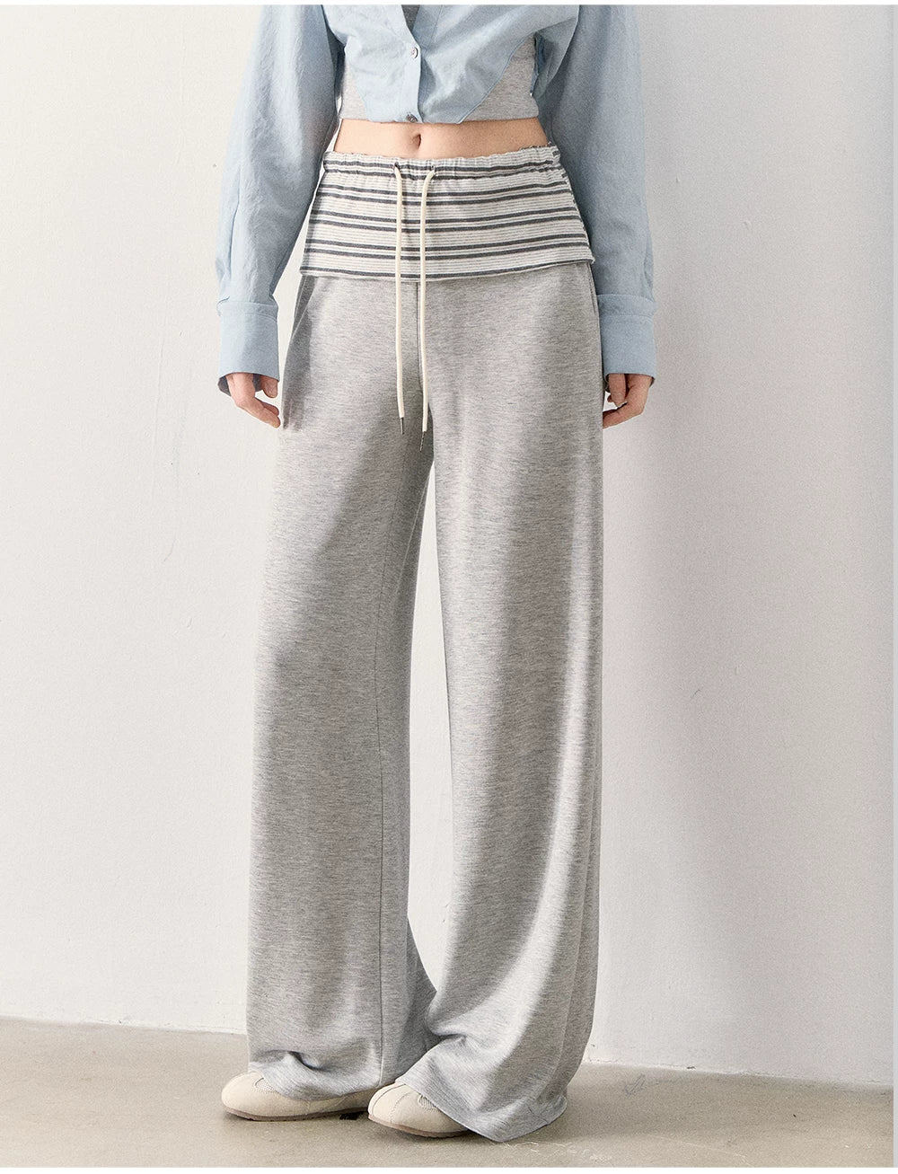 [TMMG] "Effortless Relaxed Style" — Faux-Layered Shirt & Knit Cuffed Pants Set