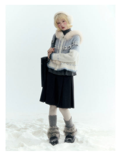Horridale - Dark Gray Wool-Look A-Line Pleated Mini Skirt