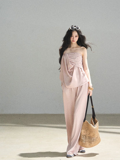 "Summer Rain at Dusk" Dusty Rose Satin Two-Piece Set