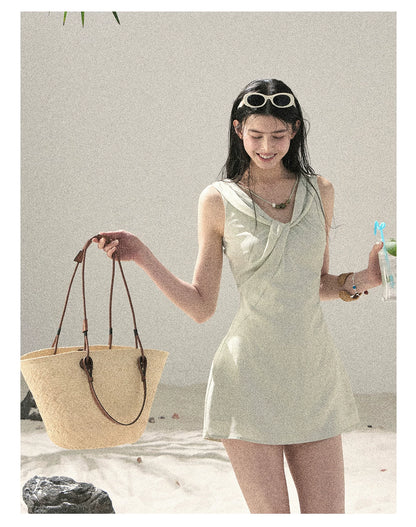 "Botanical Whisper" Sage Mist V-Neck Dress