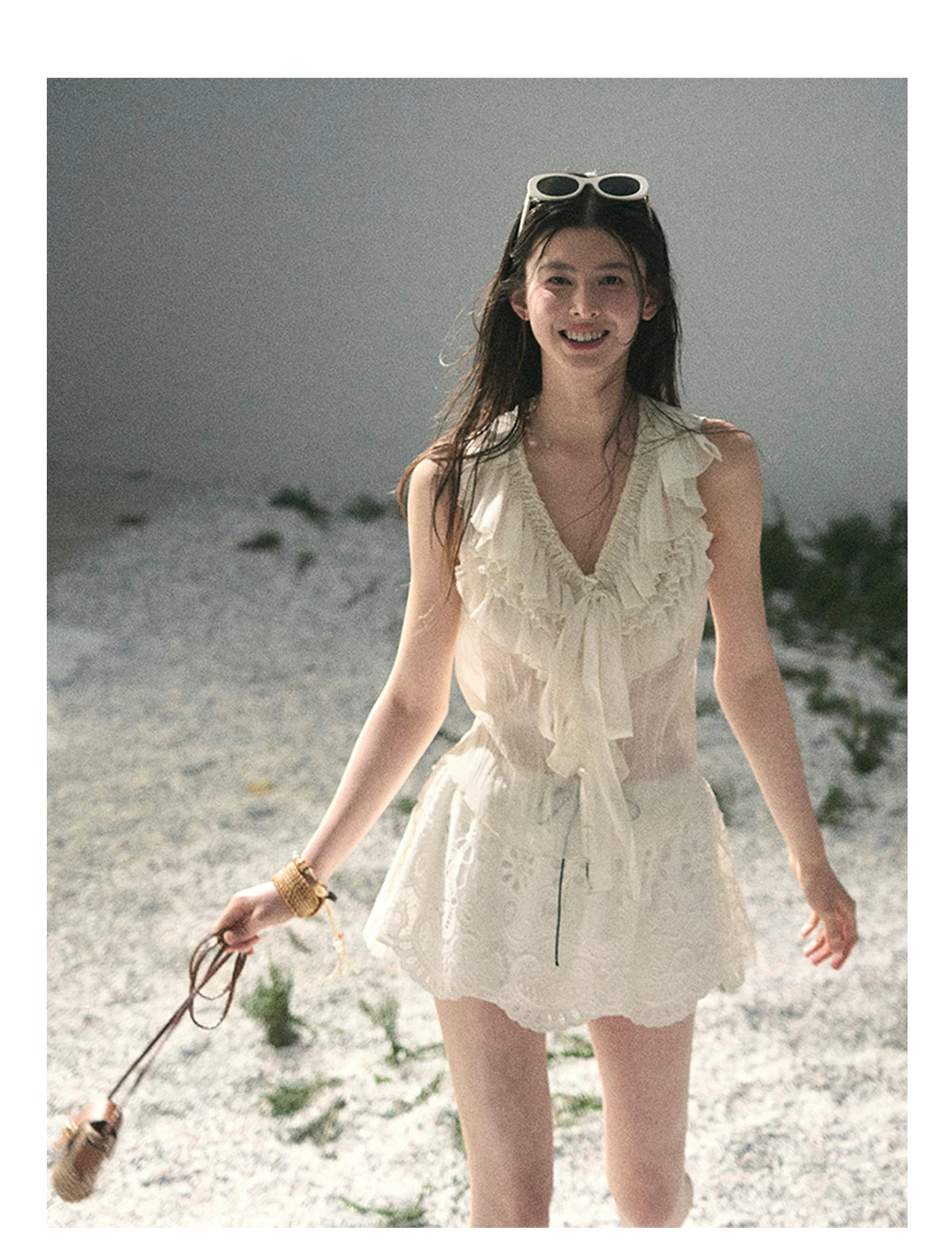 “Lost in Your Embrace” Gardenia White Lace Puff Skort