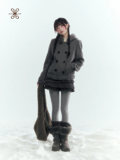 Horridale - Gray Polka Dot Tiered Ruffle Skort with Pleated Layers