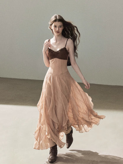 AOMALM - "The Next Fallen Leaf" Cinnamon Pink 2-Piece Set (Shirt / Cami Dress)