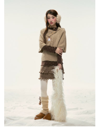 BIBIBENCY - Light Brown Puppy Short-Sleeve Knit Sweater