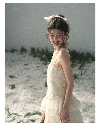 "Fallen Into Your Gaze" Dutch Cheese Lace Top & Jogger Pants Two-Piece Set