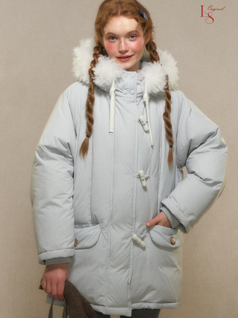Snow Charm Ivory Toggle Down Coat 1G1101Y115XD