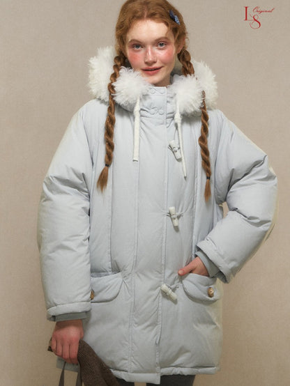 Snow Charm Ivory Toggle Down Coat 1G1101Y115XD