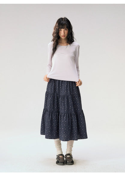 [CAN] “Rose in Bloom” Lavender Knit Cardigan & Floral Skirt 3-Piece Set