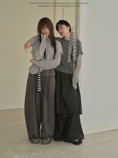 "Archive Fade" Dark Indigo Layered Wide Leg Jeans