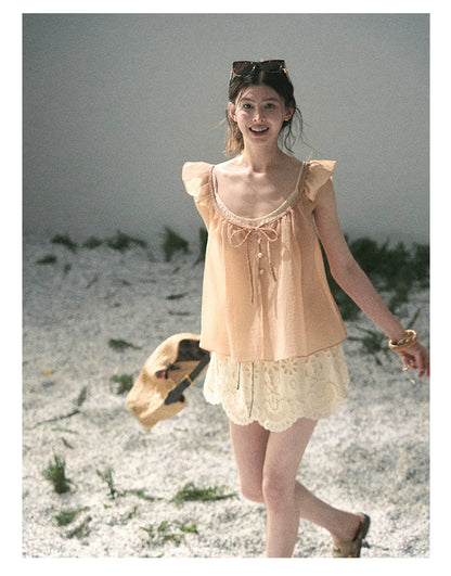 “Your Whisper” Lotus Mauve Babydoll Twinset Top