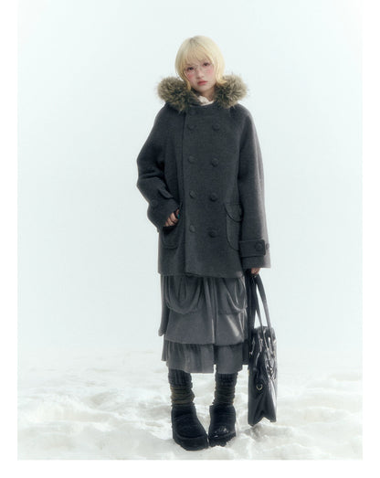 Horridale - Light Gray Pleated Knit Bubble Skirt with Oversized Pockets