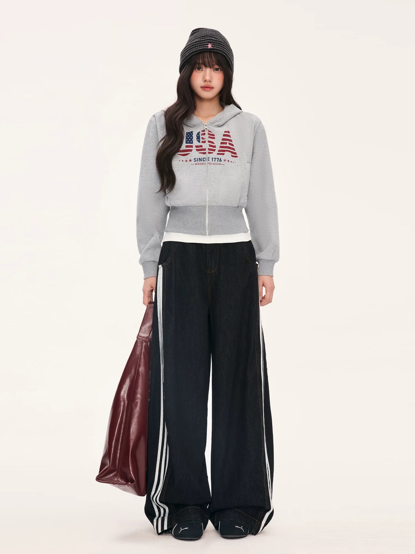 "Runway Legacy" Light Gray Cropped Sweatshirt Jacket