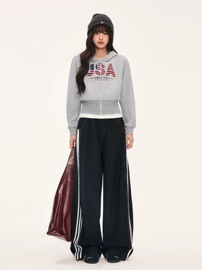 "Runway Legacy" Light Gray Cropped Sweatshirt Jacket