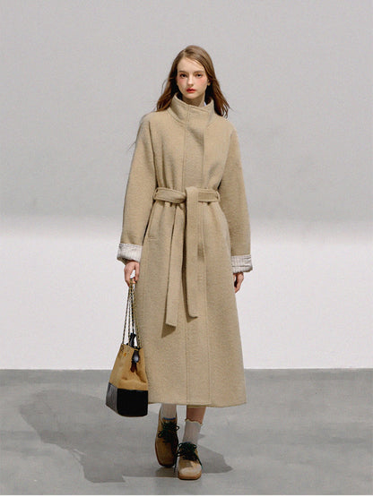 BOHOL BLING - Vintage Preppy Khaki Wool Blend Long Coat