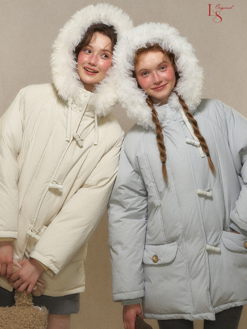 Snow Charm Ivory Toggle Down Coat 1G1101Y115XD