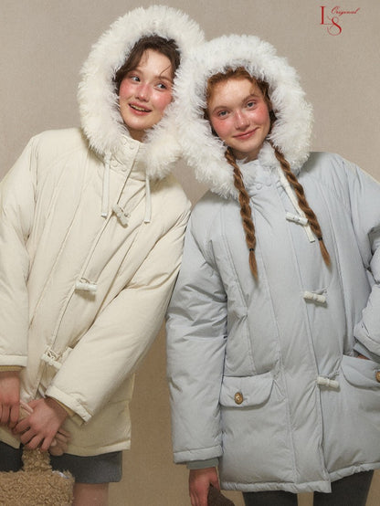 Snow Charm Ivory Toggle Down Coat 1G1101Y115XD