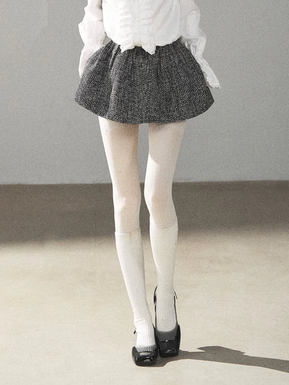 AOMALM - Black & Pearl White Tweed Jacket, Lace Blouse & Mini Skirt Set