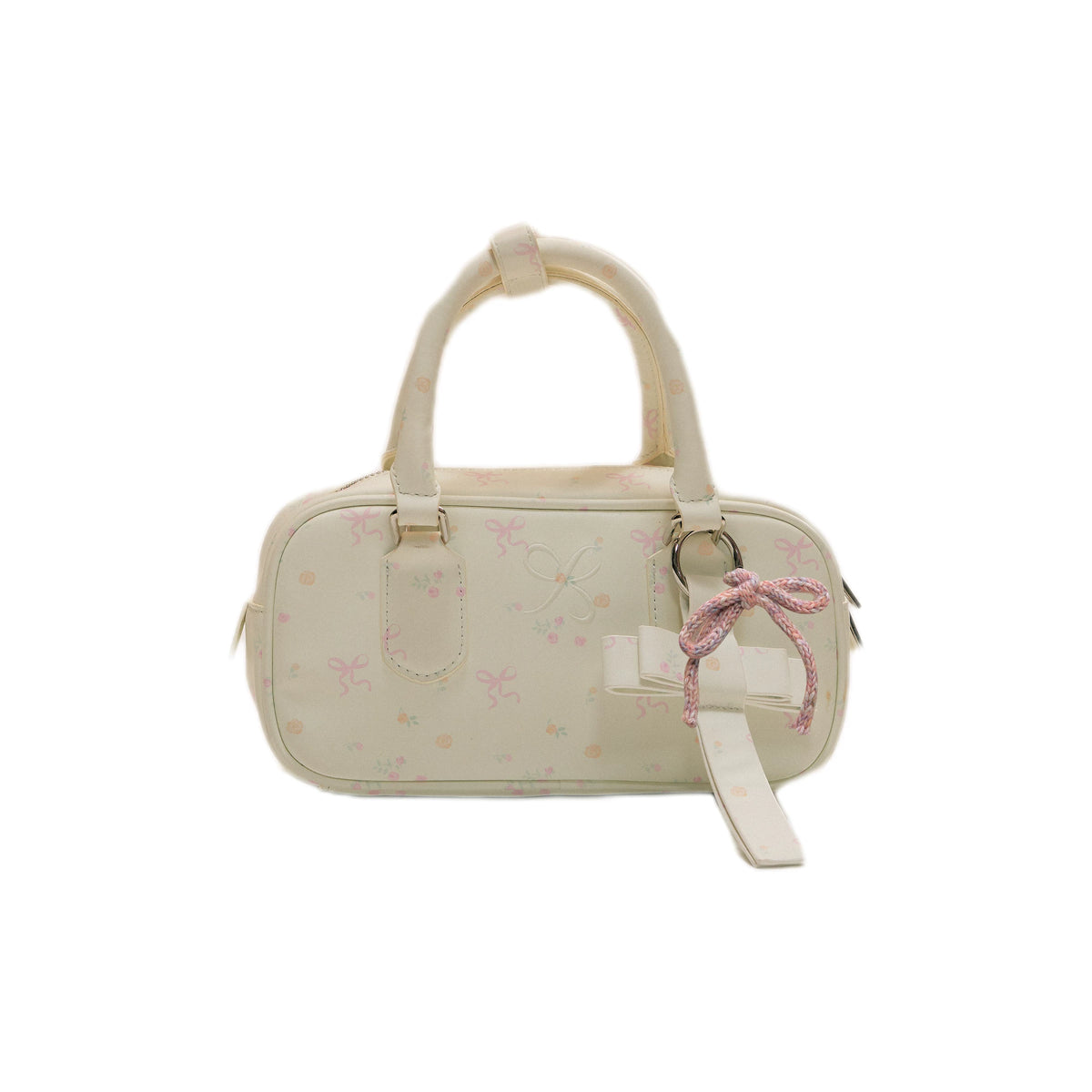 SunsetPark - Suede Bow Boston Handbag (Red / Brown / Floral / Blue / Pink)