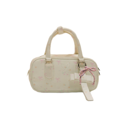 SunsetPark - Suede Bow Boston Handbag (Red / Brown / Floral / Blue / Pink)